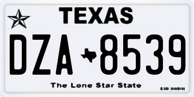 TX license plate DZA8539