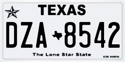 TX license plate DZA8542