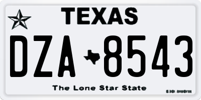 TX license plate DZA8543