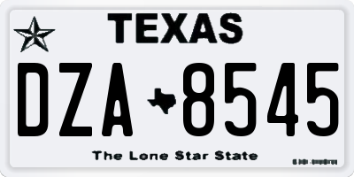 TX license plate DZA8545