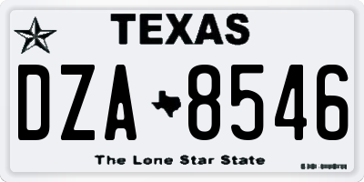 TX license plate DZA8546
