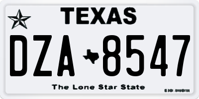 TX license plate DZA8547