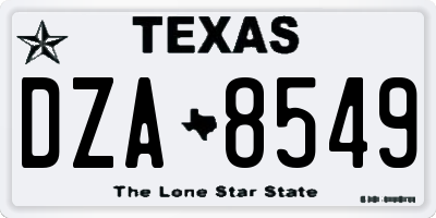 TX license plate DZA8549