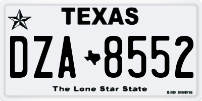 TX license plate DZA8552