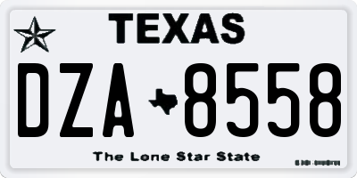 TX license plate DZA8558