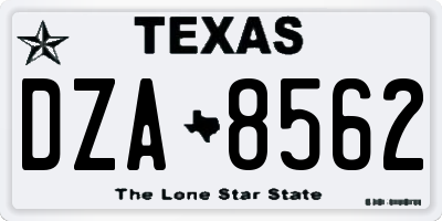 TX license plate DZA8562