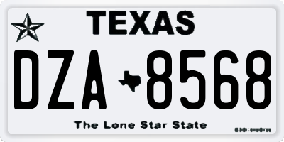 TX license plate DZA8568