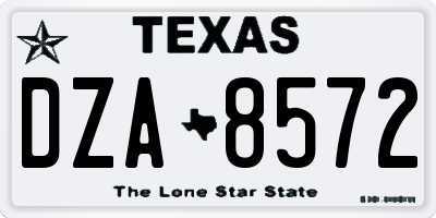 TX license plate DZA8572