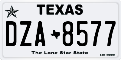 TX license plate DZA8577