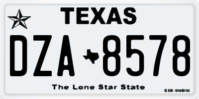 TX license plate DZA8578