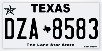 TX license plate DZA8583