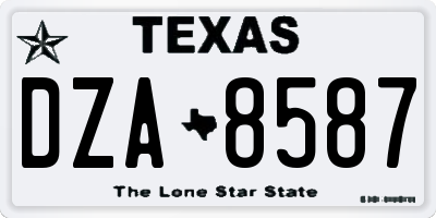 TX license plate DZA8587