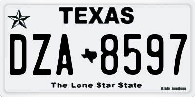 TX license plate DZA8597