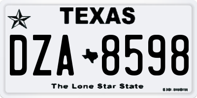 TX license plate DZA8598