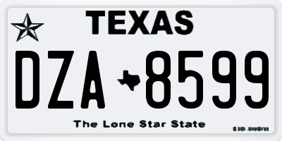 TX license plate DZA8599