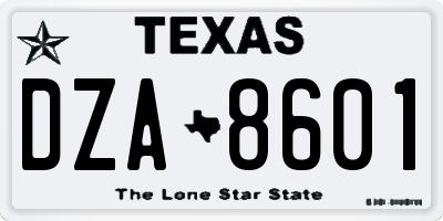 TX license plate DZA8601