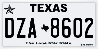 TX license plate DZA8602