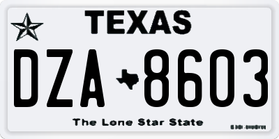 TX license plate DZA8603