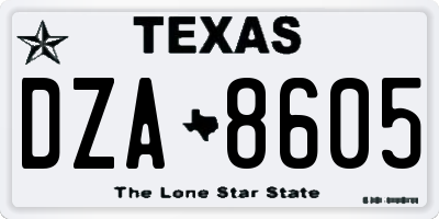 TX license plate DZA8605