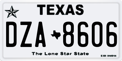 TX license plate DZA8606