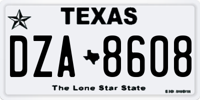 TX license plate DZA8608