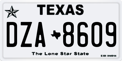 TX license plate DZA8609