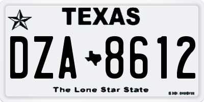 TX license plate DZA8612