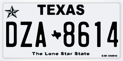 TX license plate DZA8614