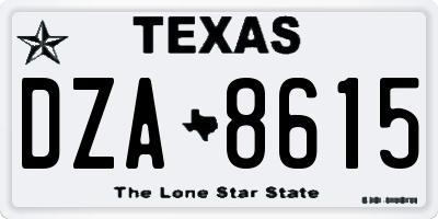 TX license plate DZA8615