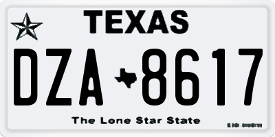 TX license plate DZA8617
