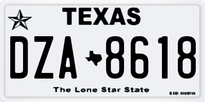 TX license plate DZA8618