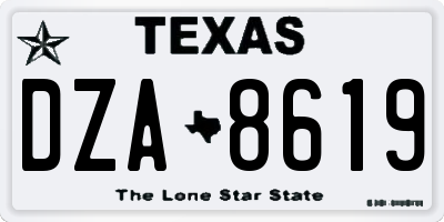 TX license plate DZA8619