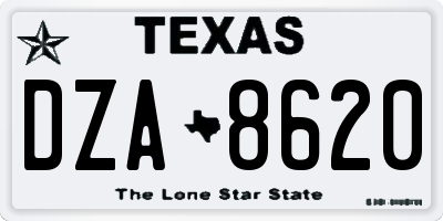 TX license plate DZA8620