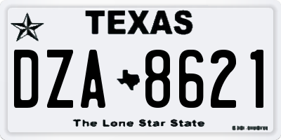 TX license plate DZA8621