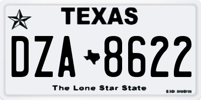 TX license plate DZA8622