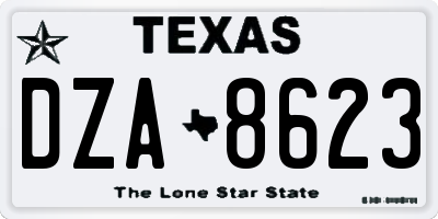 TX license plate DZA8623