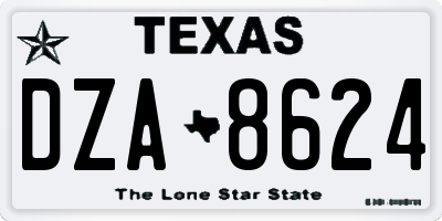 TX license plate DZA8624