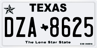 TX license plate DZA8625