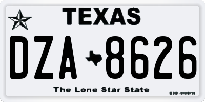 TX license plate DZA8626