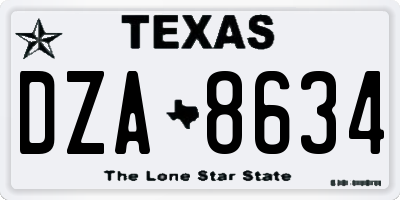 TX license plate DZA8634