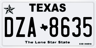 TX license plate DZA8635