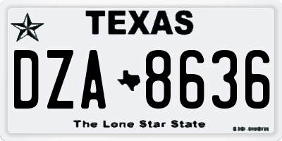 TX license plate DZA8636