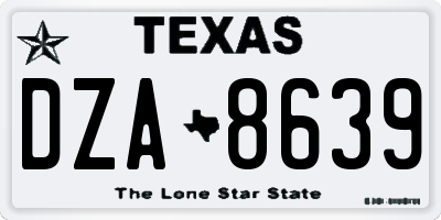 TX license plate DZA8639