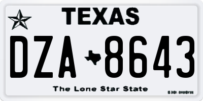 TX license plate DZA8643