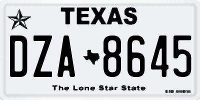 TX license plate DZA8645
