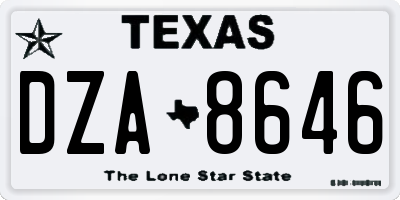 TX license plate DZA8646