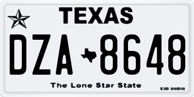 TX license plate DZA8648