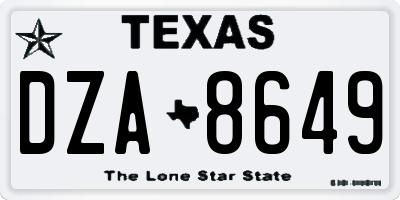 TX license plate DZA8649