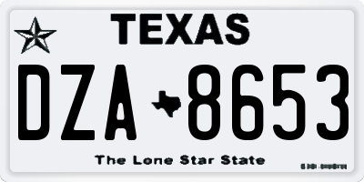TX license plate DZA8653
