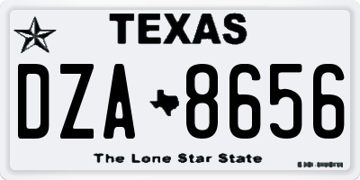 TX license plate DZA8656